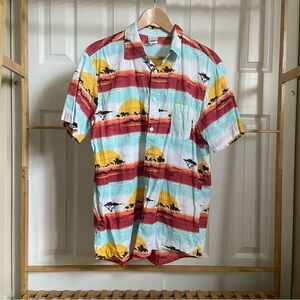 The Lion King Red and Yellow Casual Button Down Shirt